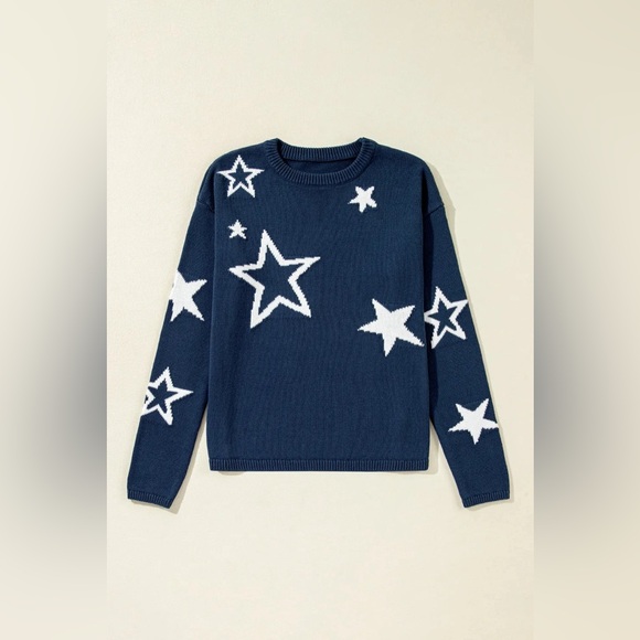 Star Round Neck Long Sleeve Sweater - Picture 3 of 6